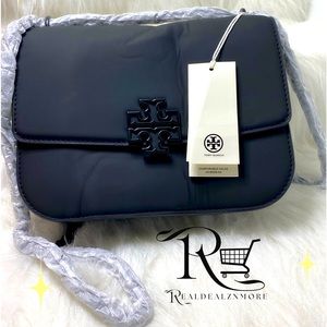 NWT Tory Burch: Britten Tiramisu Black  Hardware Adjustable Shoulder Bag